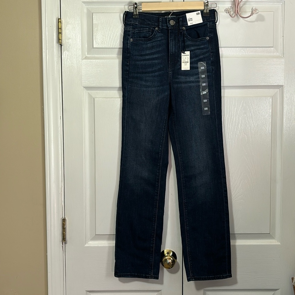 High Waisted Dark Wash FlexX original Straight Jeans Sz 0R New With Tags